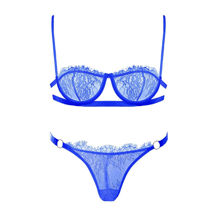 Lace Underbust Strap Bra and Panties Set
