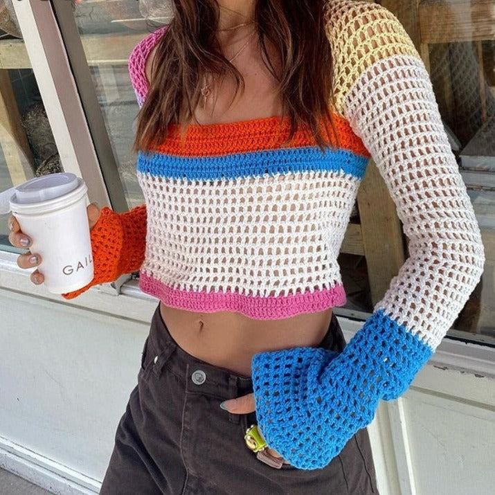 Deep-Neckline Figure-Flattering Knit Sweater