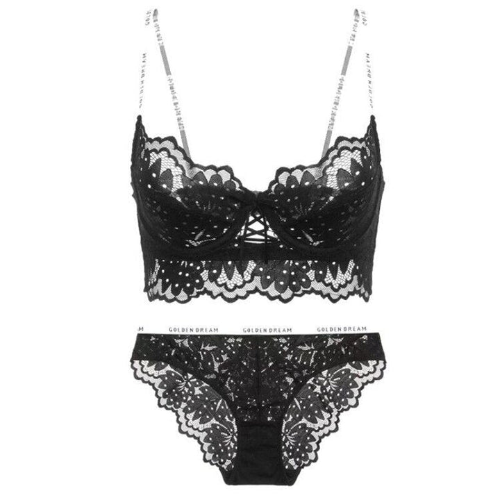 Lace Ribbon-Detail Figure-Enhancing Set