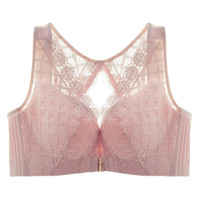 Plus Size Lace-Trim Double-Closure Bra