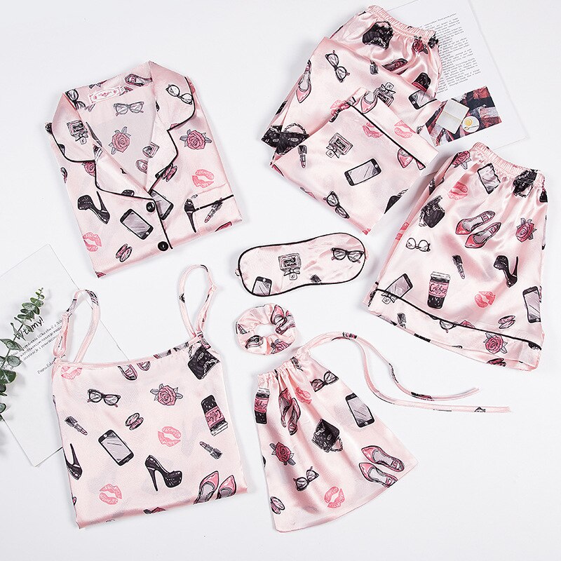 7-Piece Satin Pyjama Set
