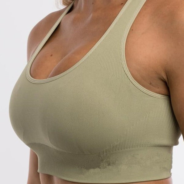 Open-Back Sports Bra Double-Layer Wide Straps