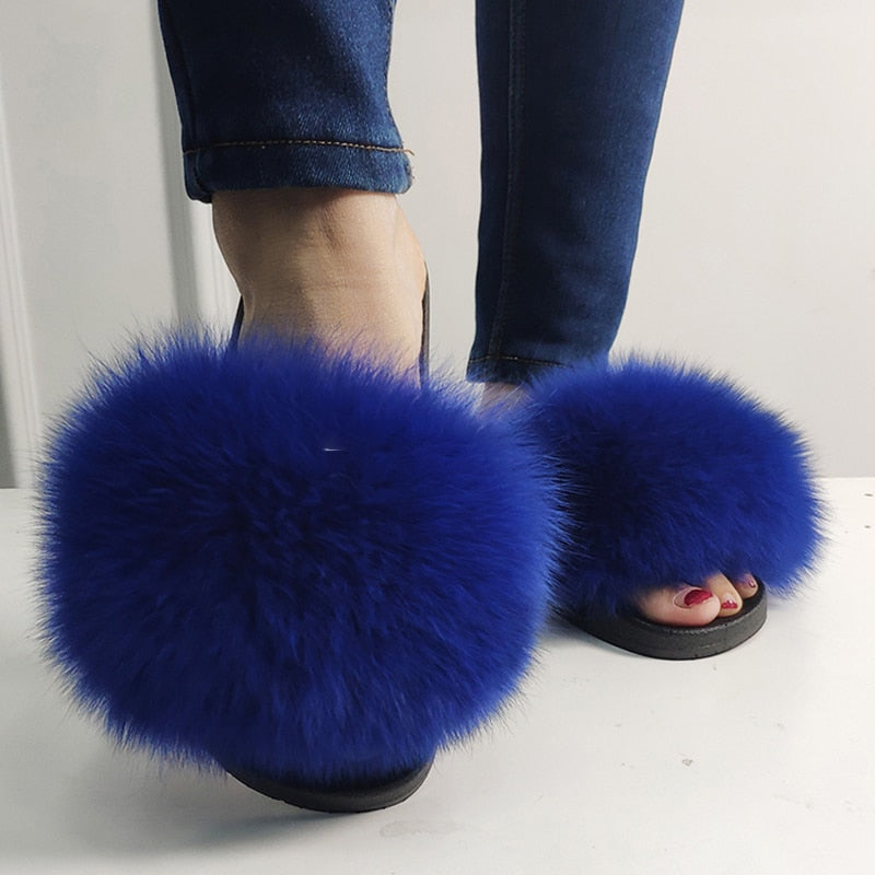 Long Faux Fur Women's Slippers