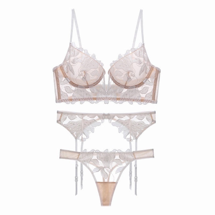 3-Piece Floral Lace Lingerie Set Adjustable Premium
