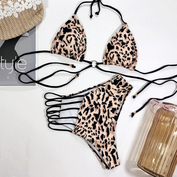 Cut-Out Multi-Pattern Two-Piece Swimsuit