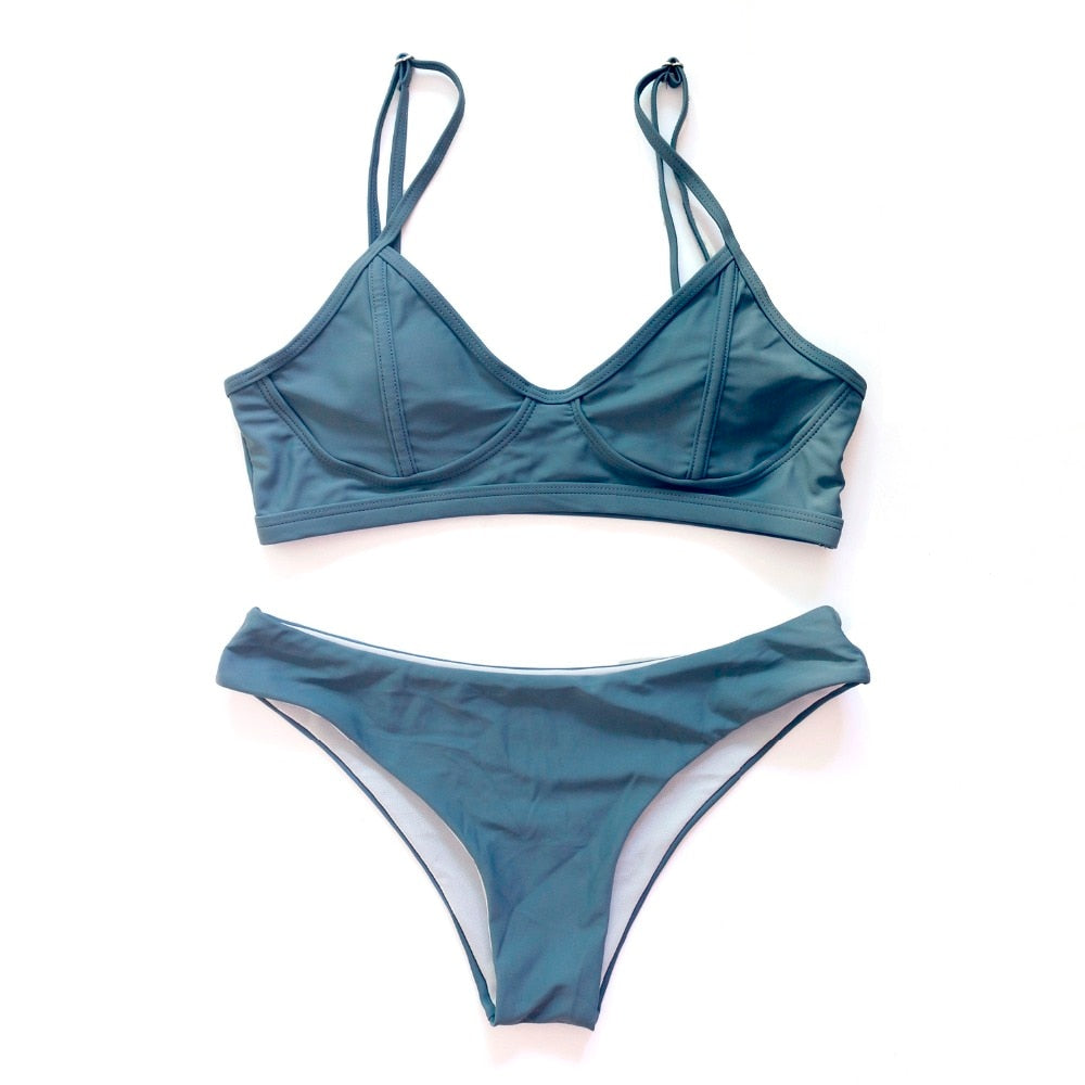 Padded-Cup Low-Rise Brazilian Two-Piece Swimsuit