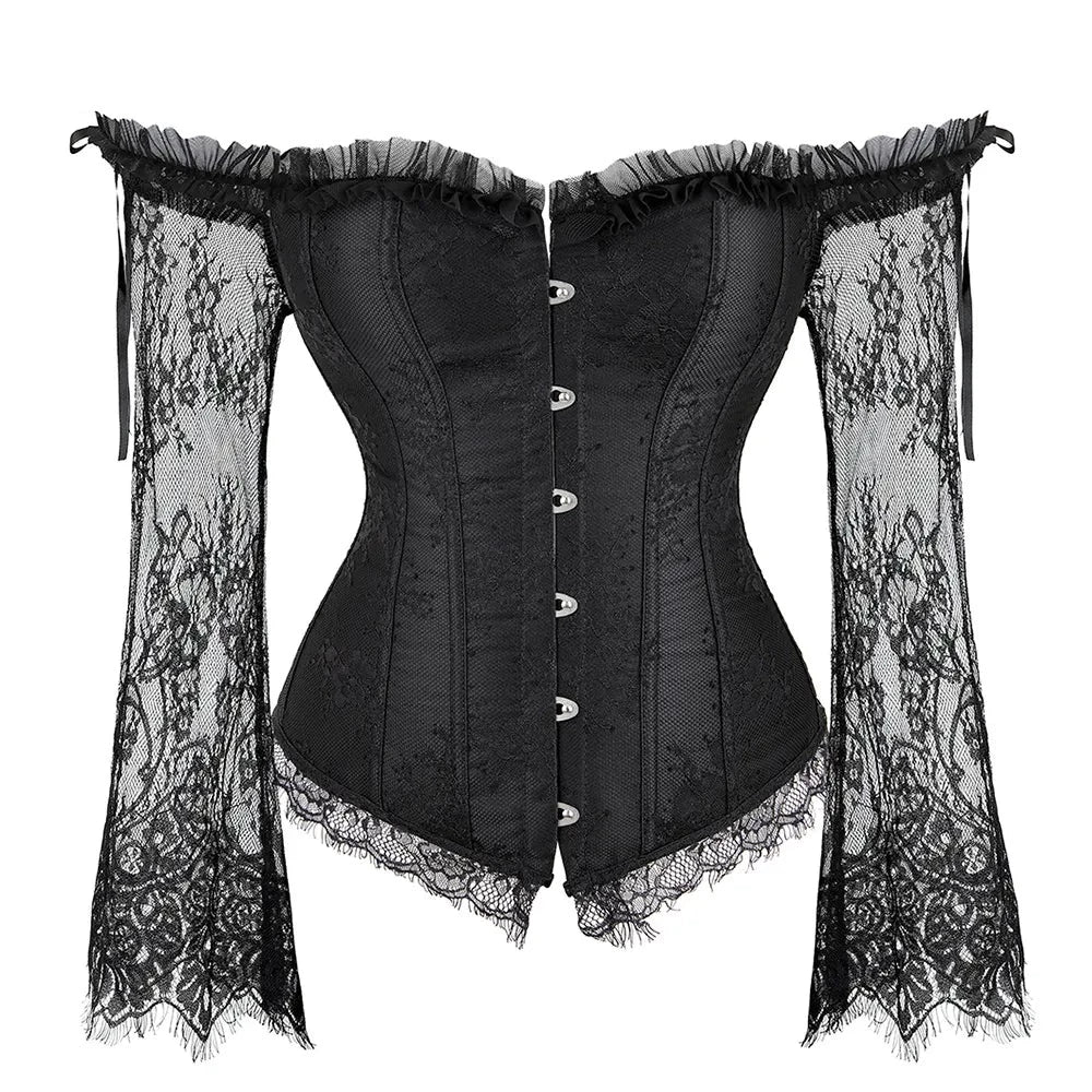 Lace Sleeve Decorative Adjustable Corset