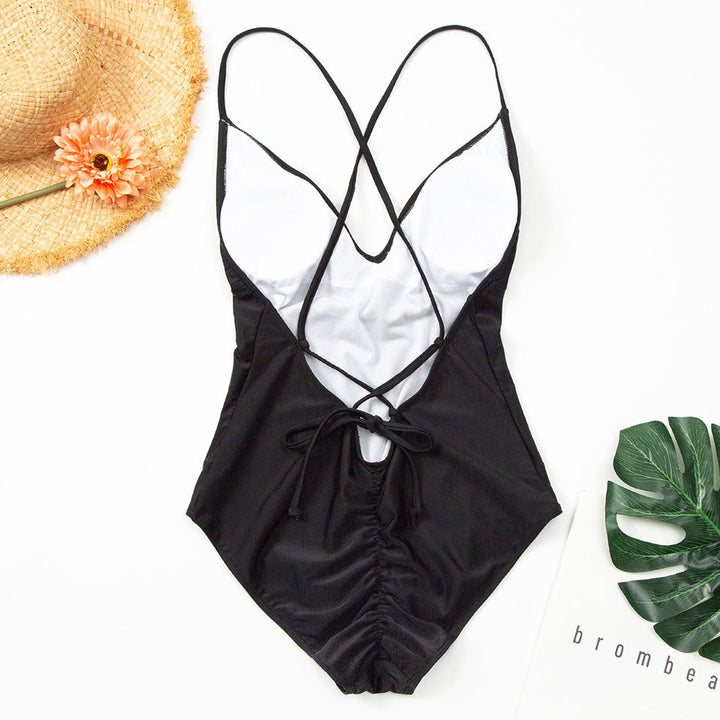 Back-Tie Figure-Enhancing One-Piece Swimsuit