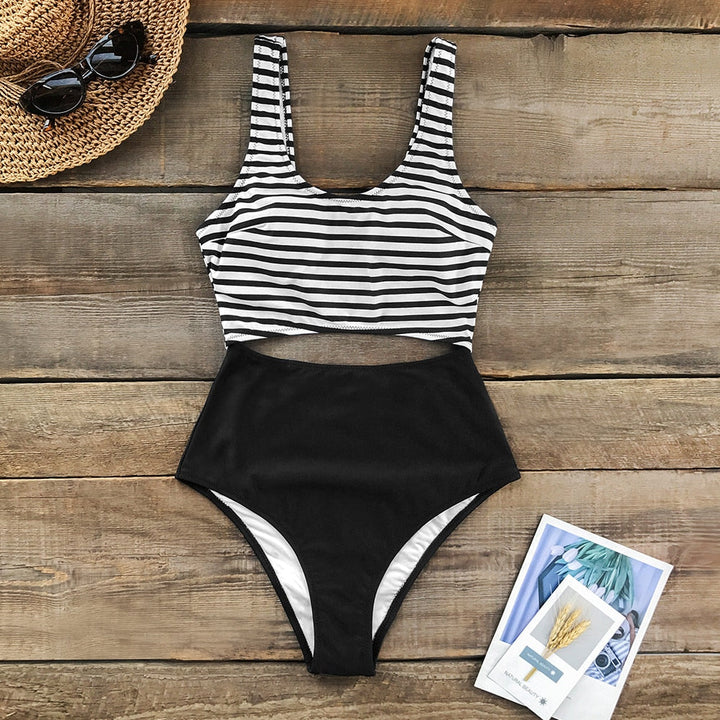 Striped Cut-Out One-Piece Swimsuit