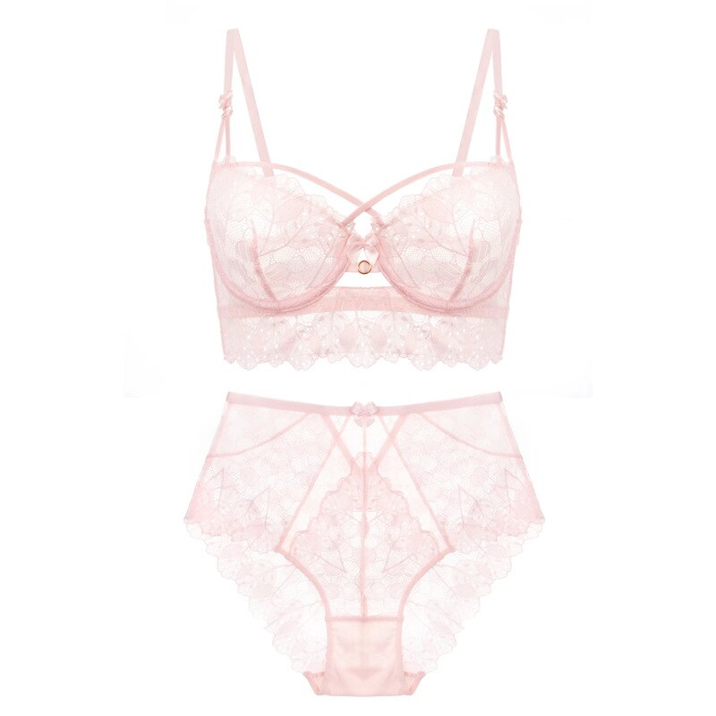 Lace Bralette and High-Waist Brief Set Adjustable