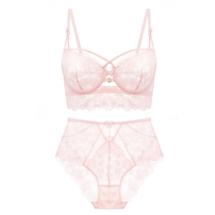 Lace Bralette and High-Waist Brief Set Adjustable