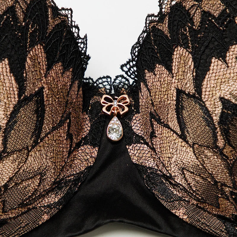 Embroidered Floral Full-Cup Bra and Brief Set