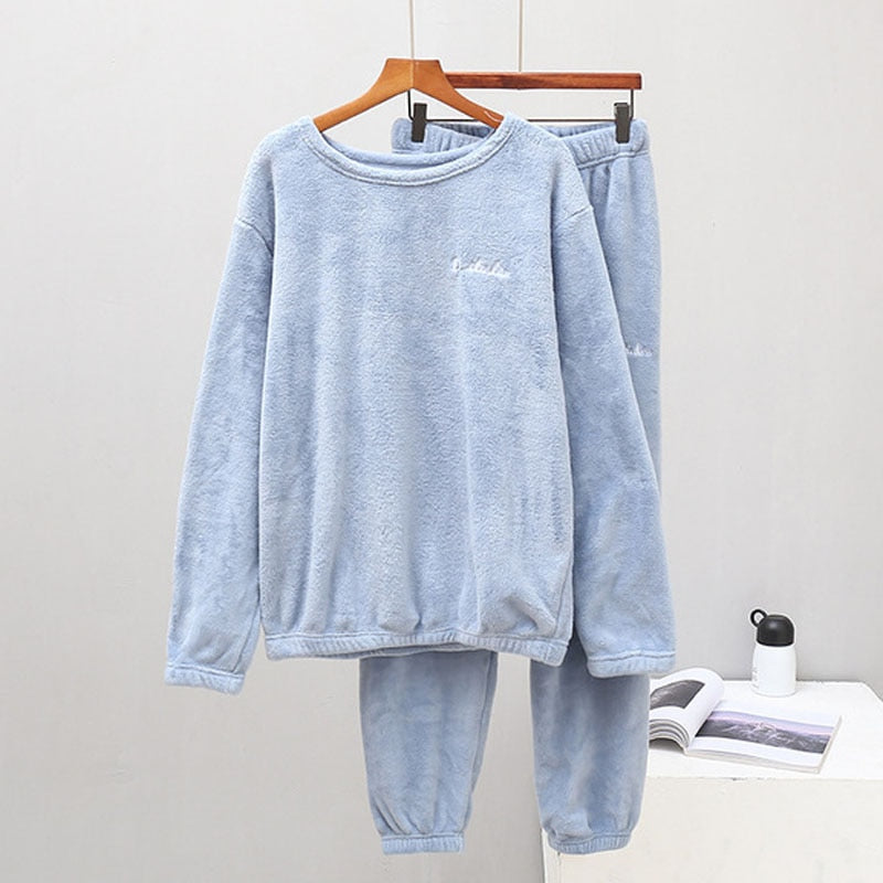 Warm Long-Sleeve and Long Pants Pyjama Set