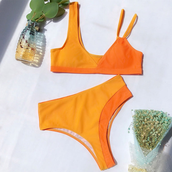 Cut-Out Multi-Pattern Two-Piece Swimsuit