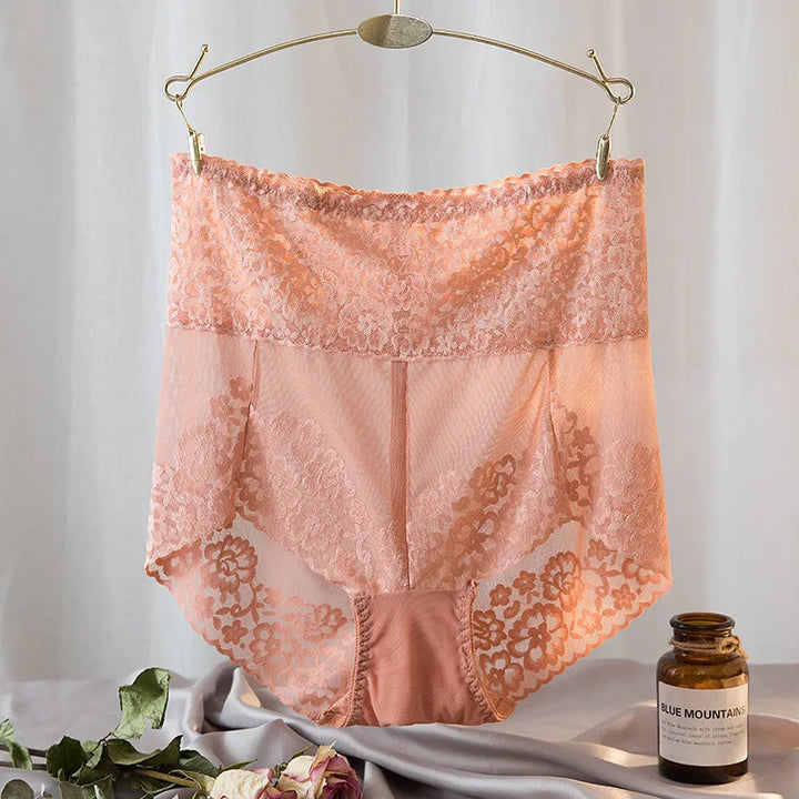 High-Waist Stretch Mesh Lace Plus-Size Panties