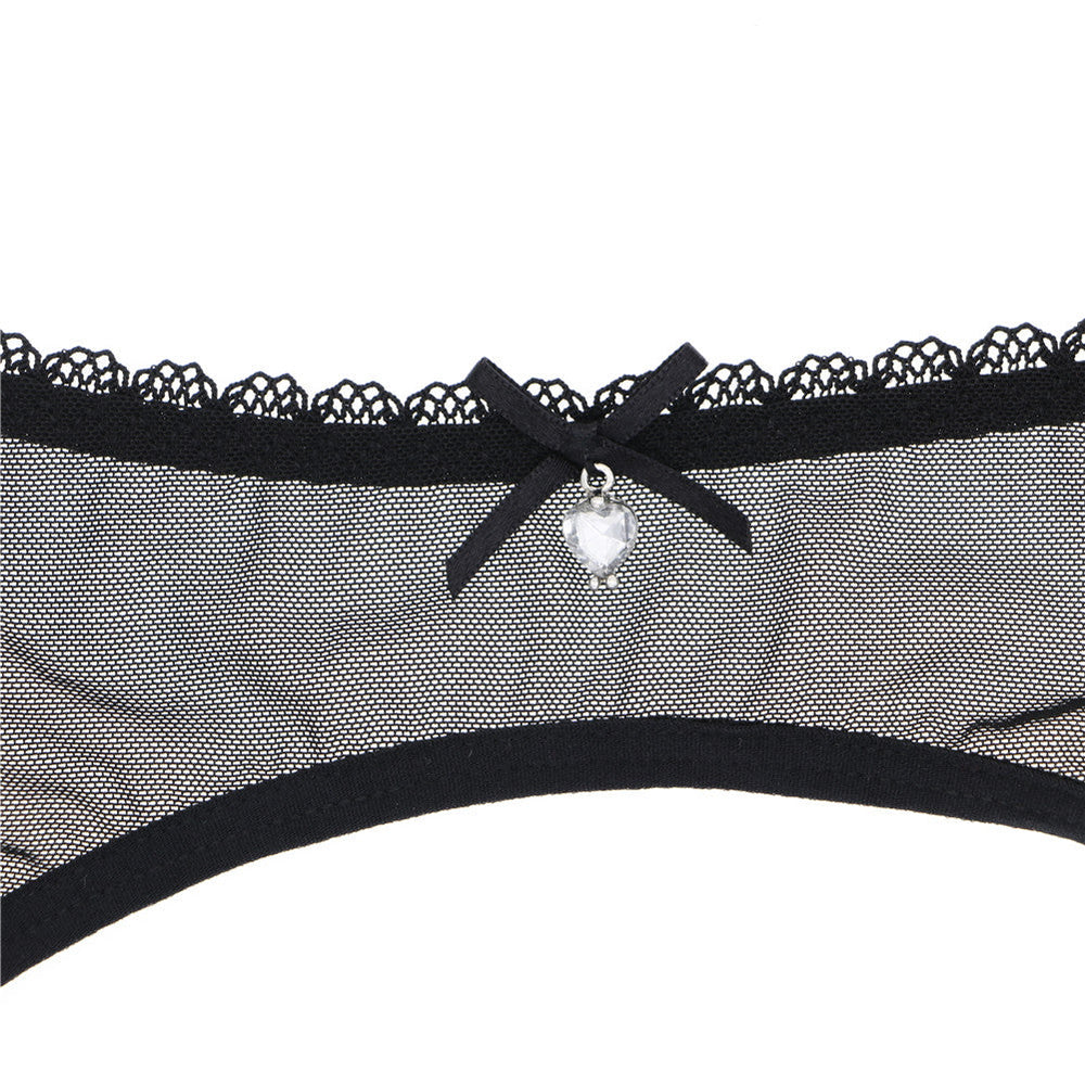 Lace-Trim Mesh Garter Belt Adjustable