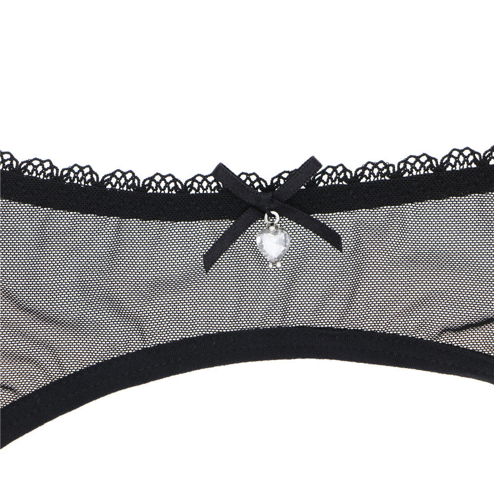 Lace-Trim Mesh Garter Belt Adjustable