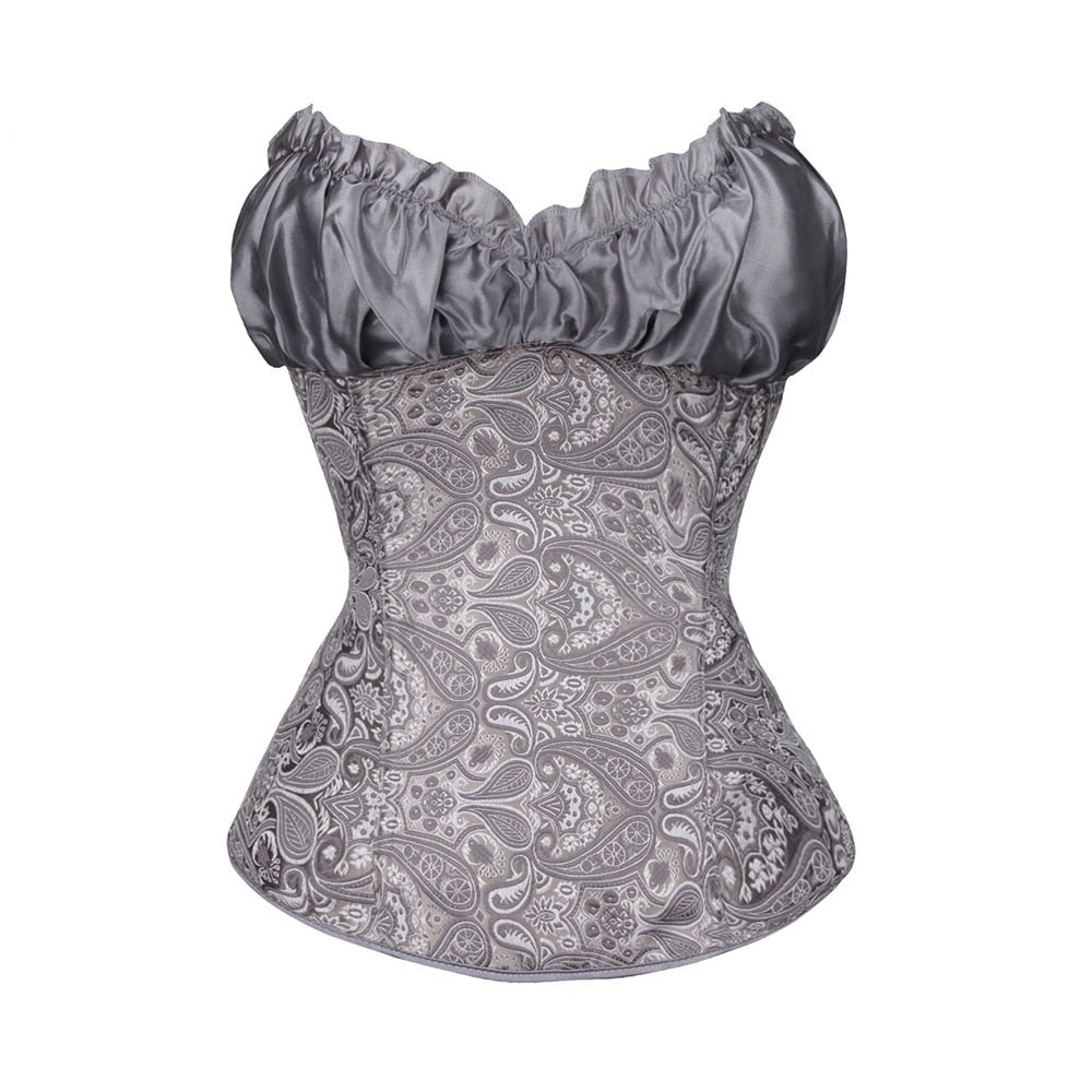 Satin Patterned Corset Adjustable Premium Elegant