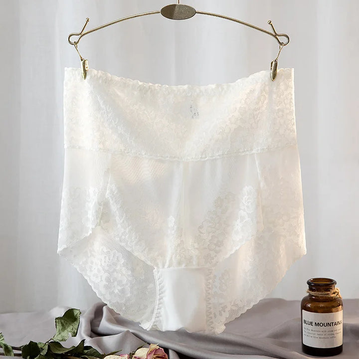 High-Waist Stretch Mesh Lace Plus-Size Panties