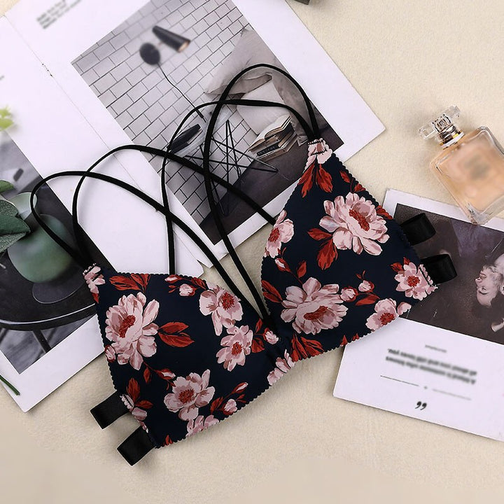 Front-Closure Push-Up Printed Bra