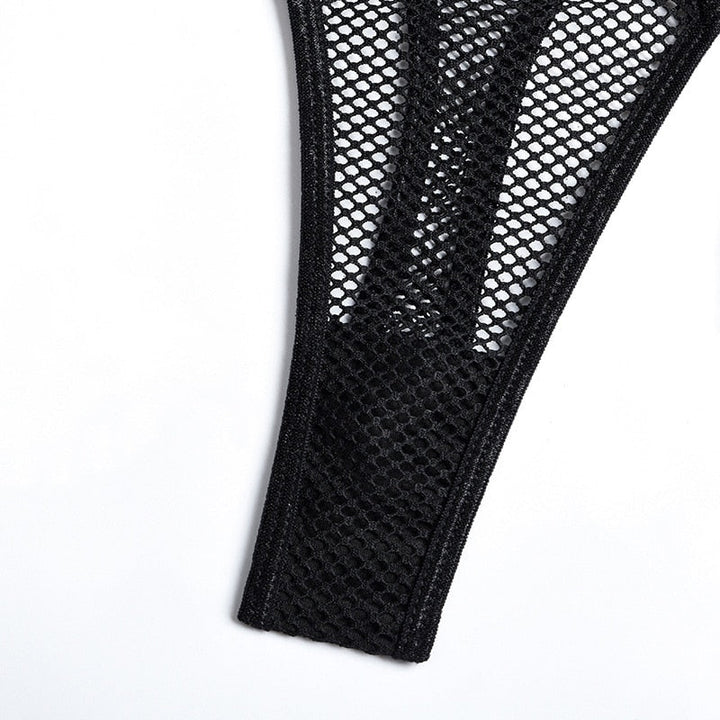 Strappy Mesh-Trim Bodysuit
