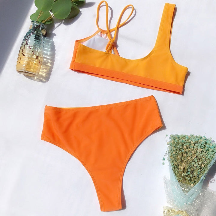 Cut-Out Multi-Pattern Two-Piece Swimsuit