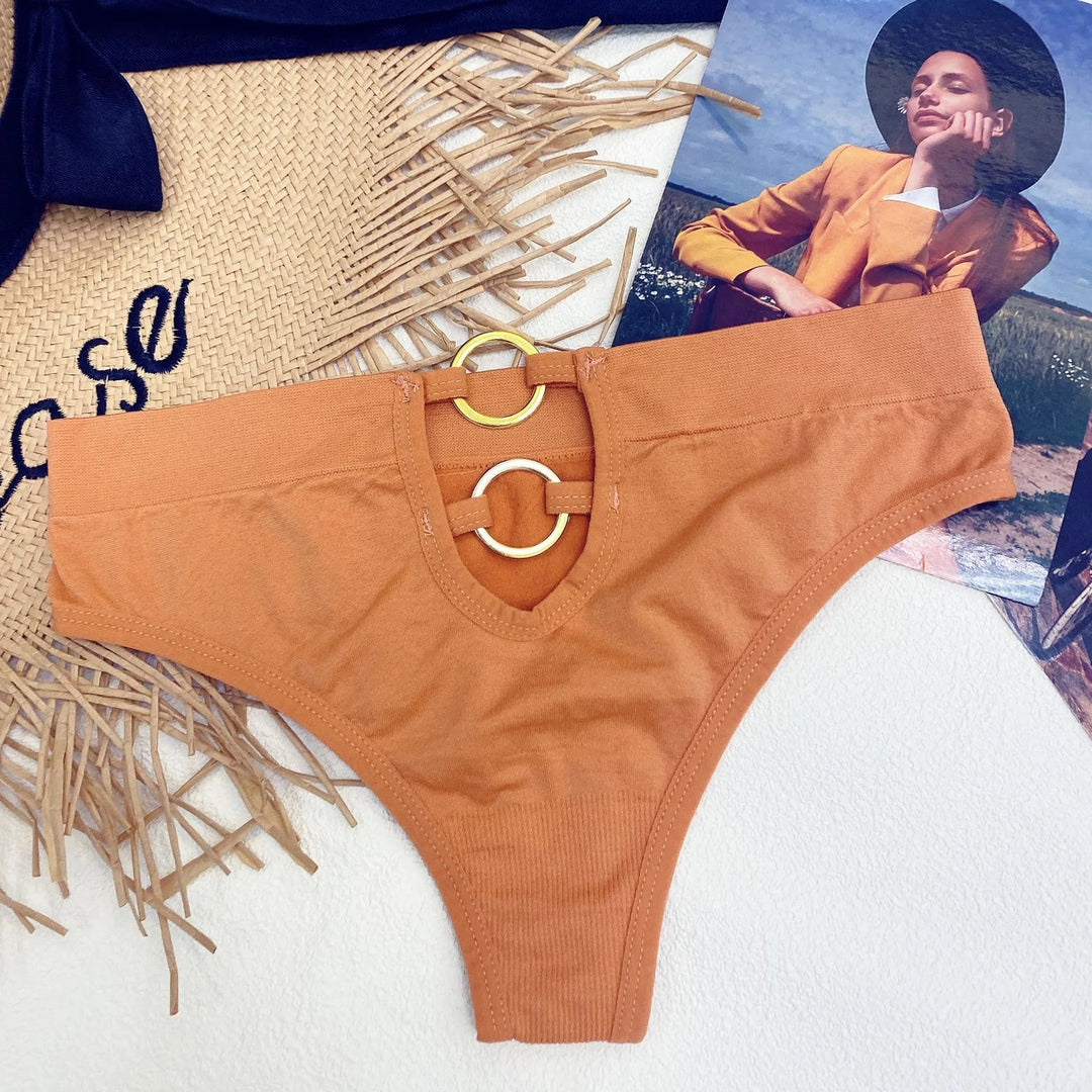 Wide-Waistband Ring-Detail Shaping Thong