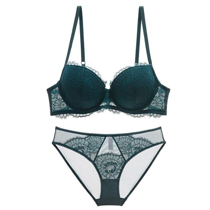 Botanical Motif Lace Adjustable Lingerie Set