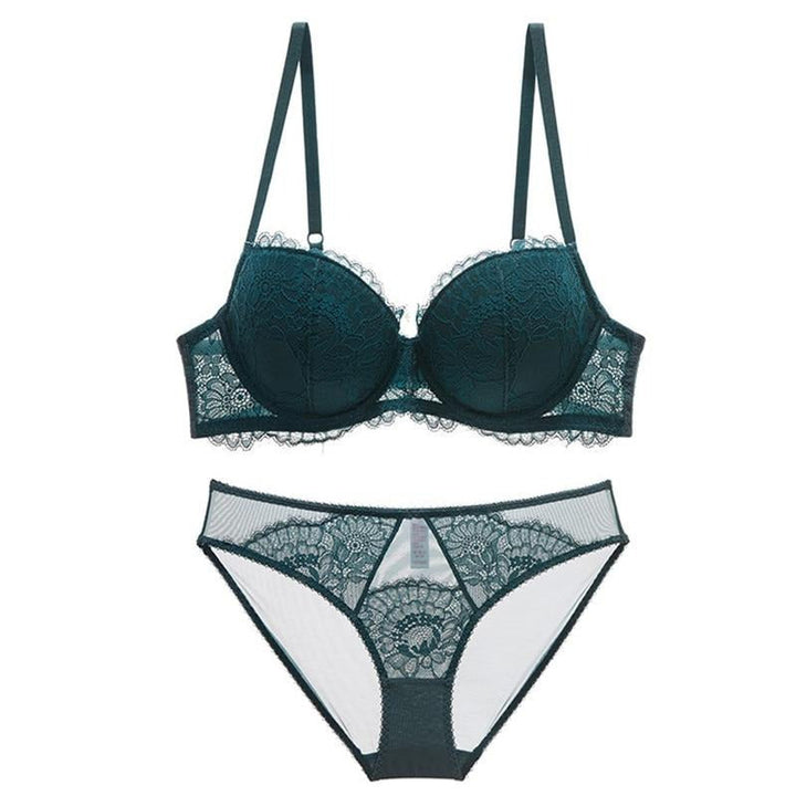 Botanical Motif Lace Adjustable Lingerie Set