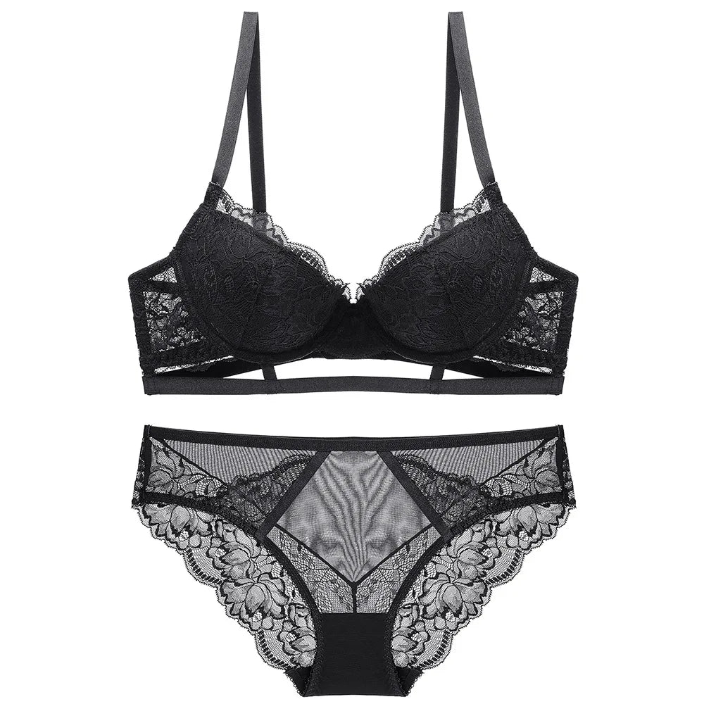 Lace Bustier Bra and Brief Decorative Set