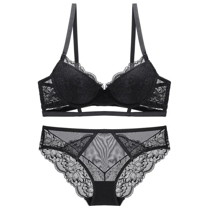 Lace Bustier Bra and Brief Decorative Set