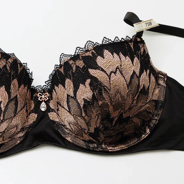 Embroidered Floral Full-Cup Bra and Brief Set