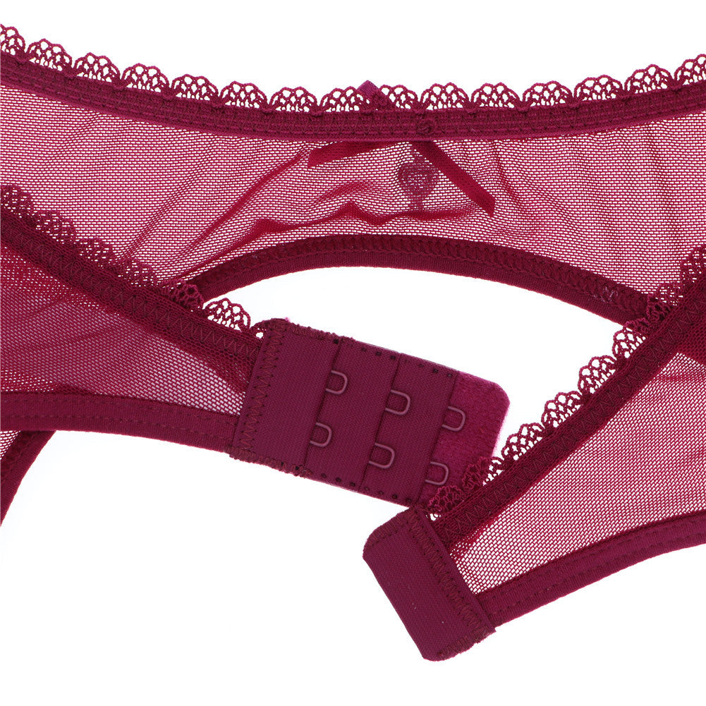 Lace-Trim Mesh Garter Belt Adjustable
