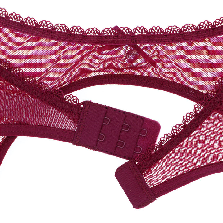 Lace-Trim Mesh Garter Belt Adjustable