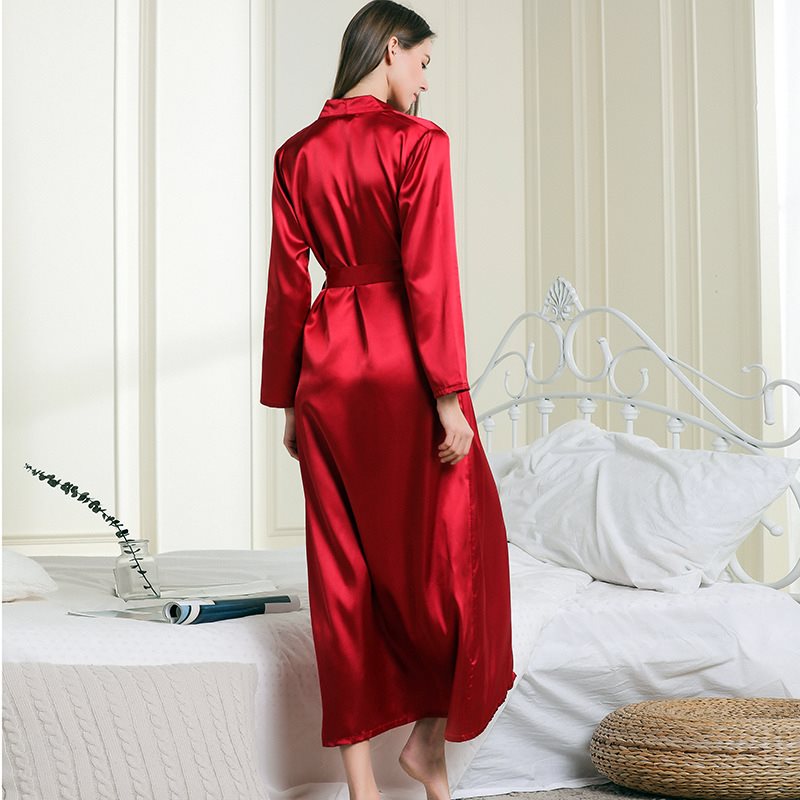 Long Viscose Spandex Satin Comfort Robe