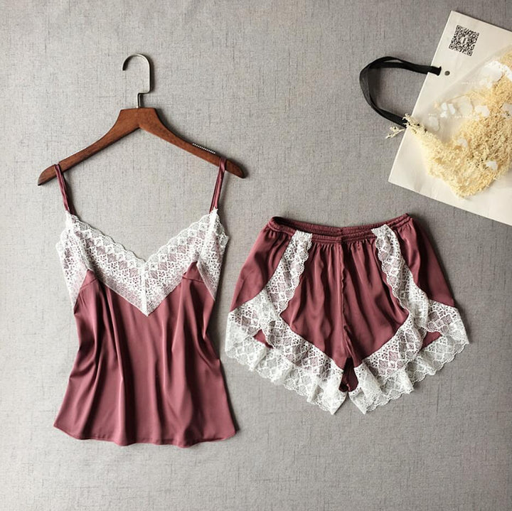 White Lace Two-Piece Nightwear Set