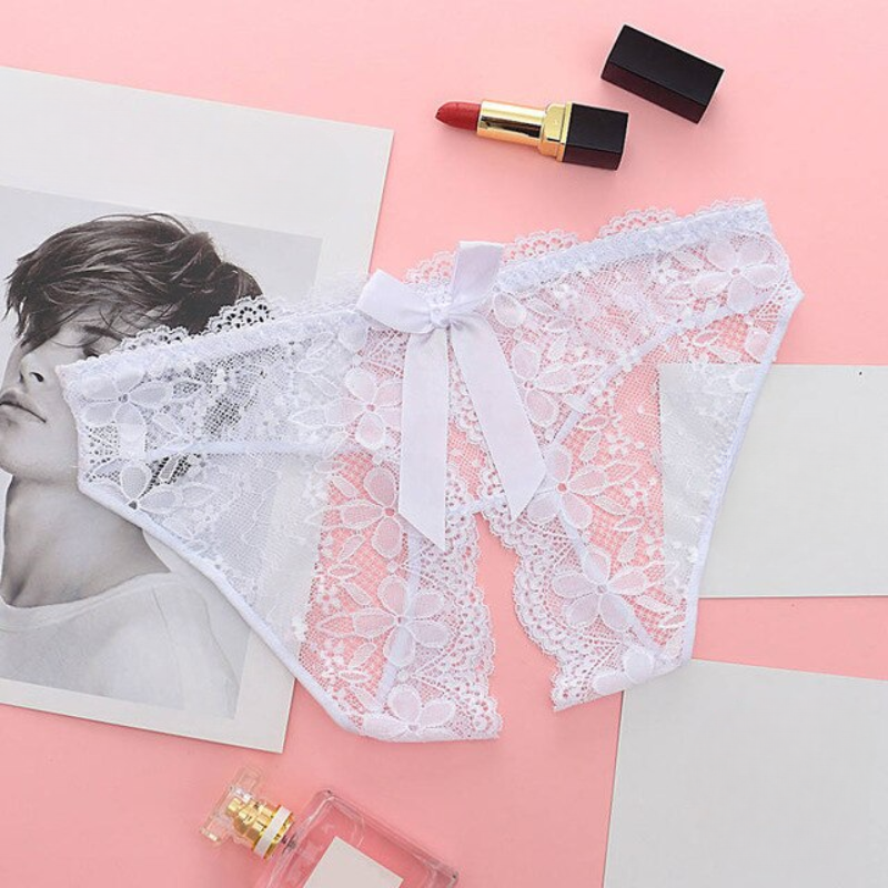 Lace Bow Cut-Out Panties