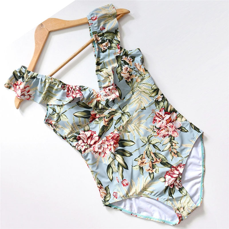 Ruffle Figure-Enhancing One-Piece Swimsuit