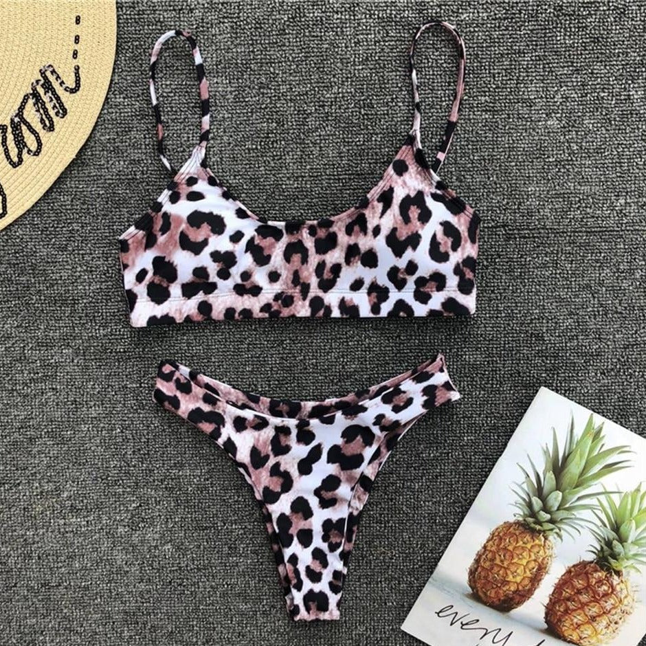 Leopard Print Wire-Free Bra Brazilian Bikini