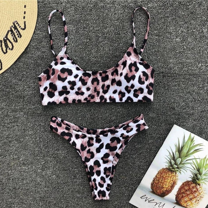 Leopard Print Wire-Free Bra Brazilian Bikini