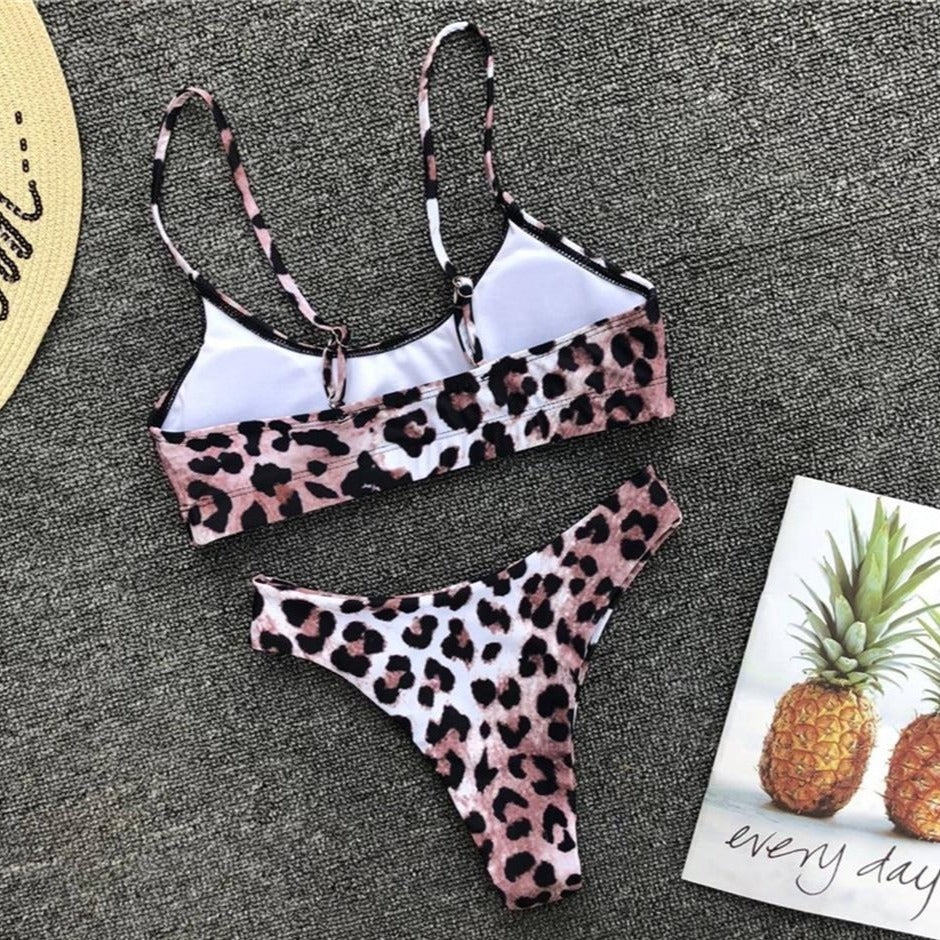 Leopard Print Wire-Free Bra Brazilian Bikini