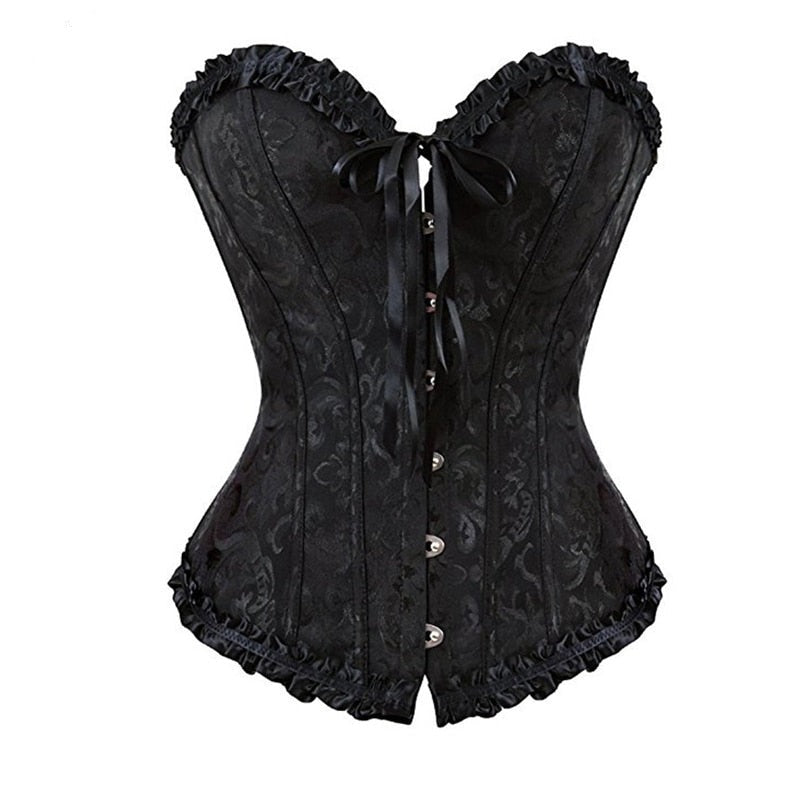 Classic Lace-Trim Corset Adjustable Tie