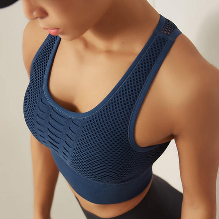 Breathable Mesh Sports Bra Quick-Dry Polyester