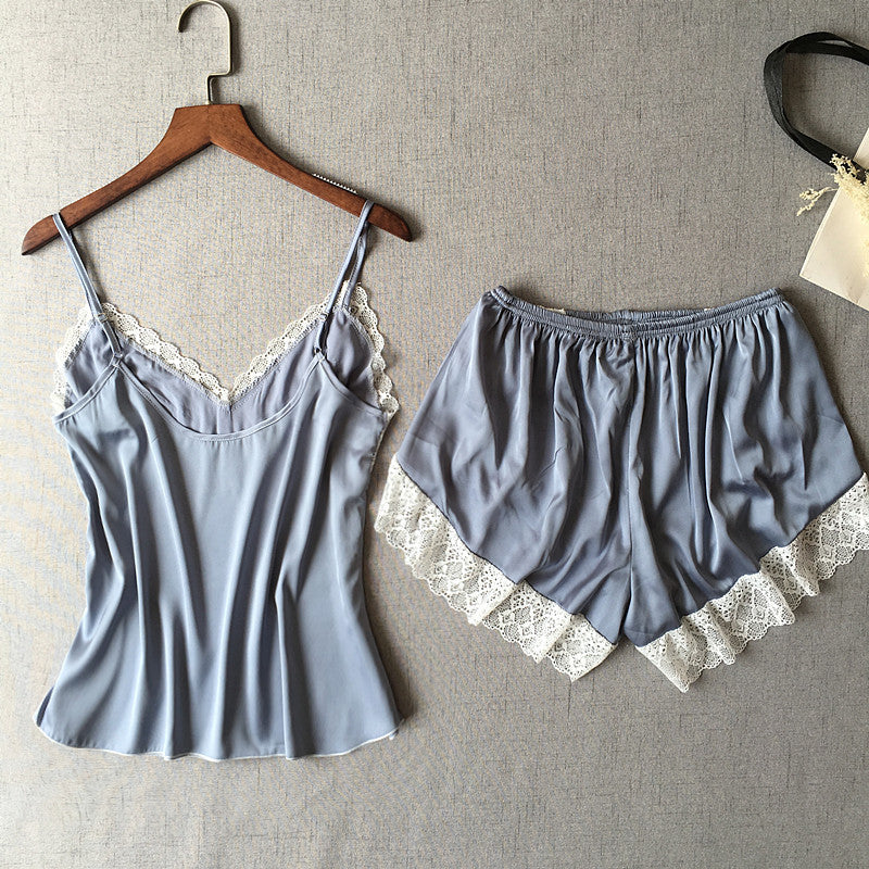White Lace Two-Piece Nightwear Set