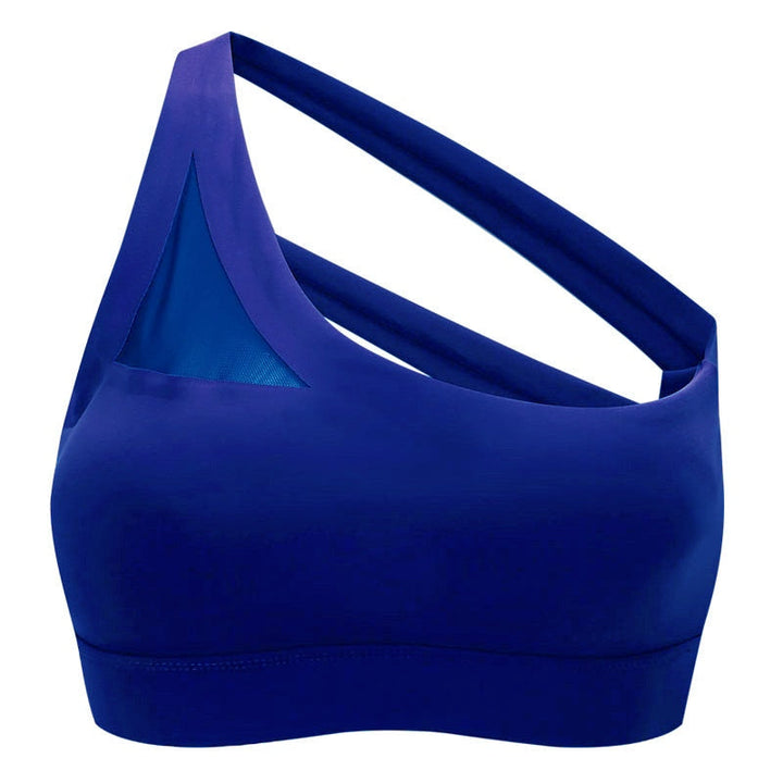 One-Shoulder Sports Bra Nylon Spandex Decorative