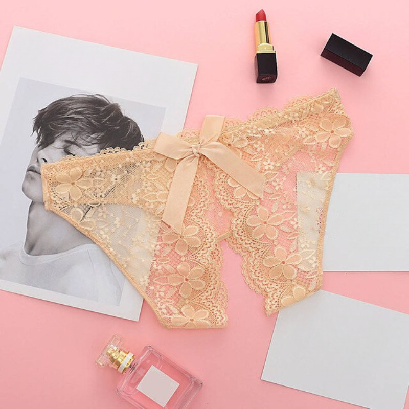 Lace Bow Cut-Out Panties