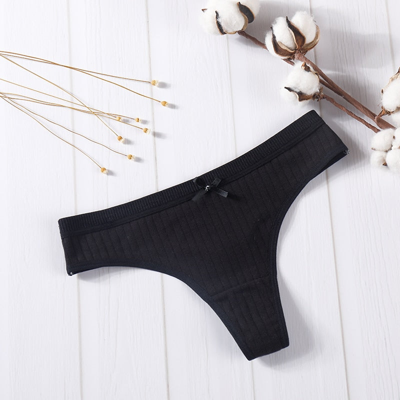 Elastic Waist Bow-Detail Comfort Thong