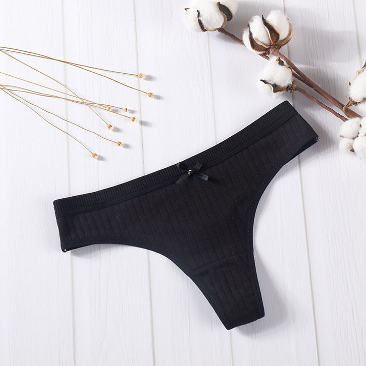 Elastic Waist Bow-Detail Comfort Thong