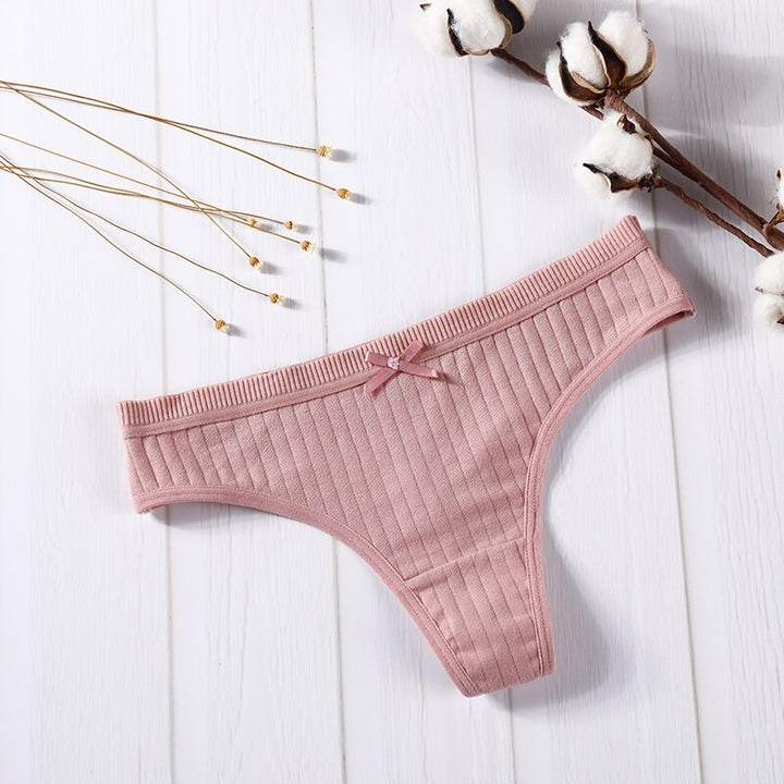 Elastic Waist Bow-Detail Comfort Thong