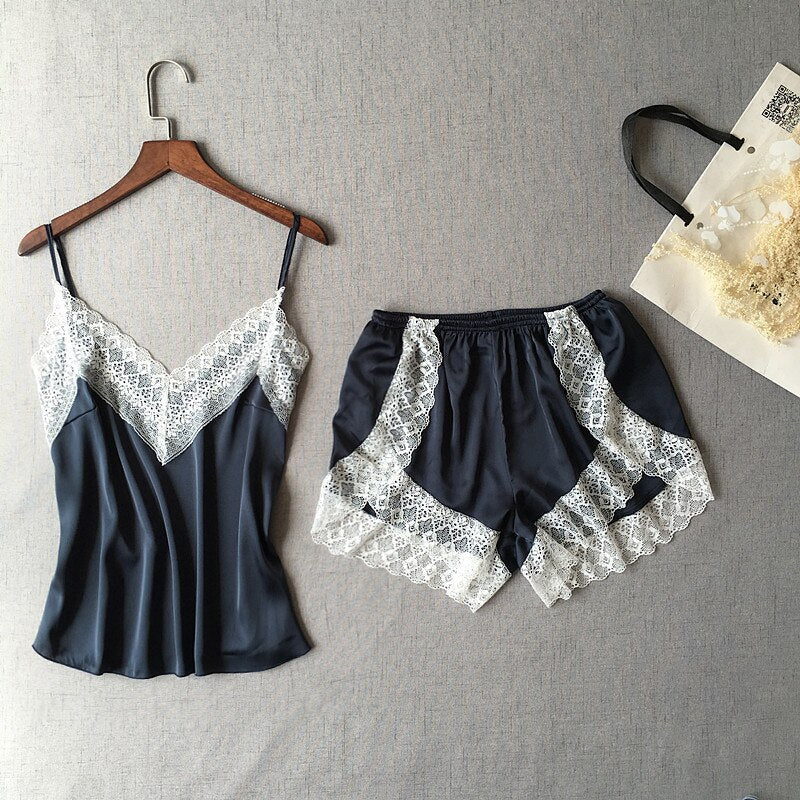 White Lace Two-Piece Nightwear Set